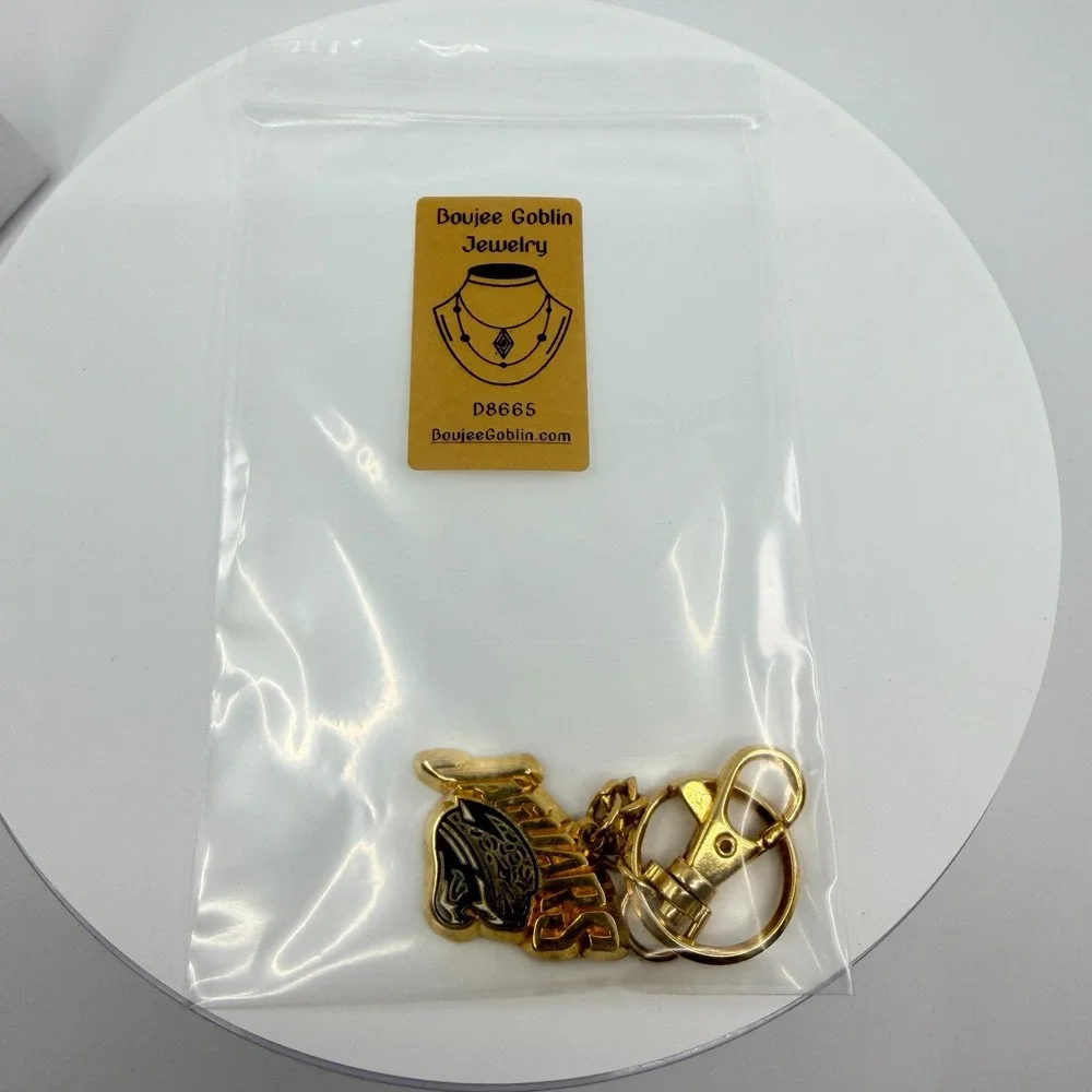 Vintage Y2K Jacksonville Jaguars NFL Gold Tone Enamel Mascot Keychain Key Ring